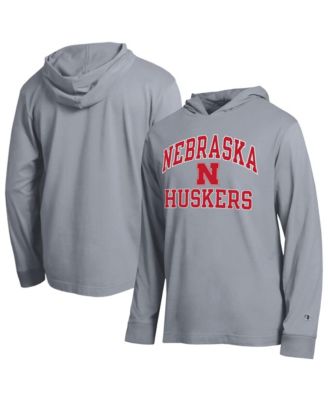 Мужская футболка Champion Heather Gray Nebraska Huskers High Motor All-Star Long sleeves Hooded