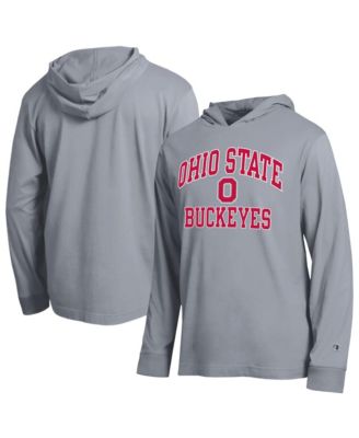 Champion Men's Heather Gray Ohio State Buckeyes High Motor All-Star Long Sleeve Hooded T-Shirt