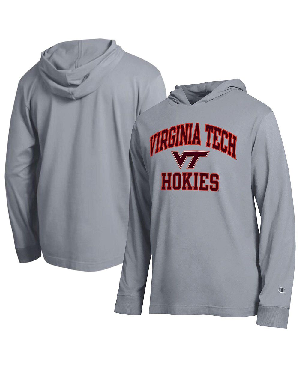 Champion Men's Heather Gray Virginia Tech Hokies High Motor All-Star Long Sleeve Hooded T-Shirt