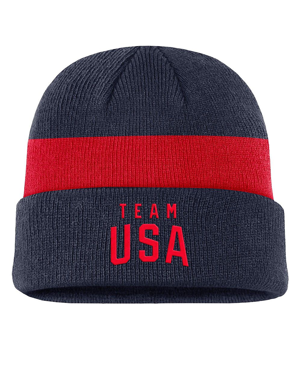 Nike Men's Navy Team USA Stripe Terra Cuffed Knit Hat