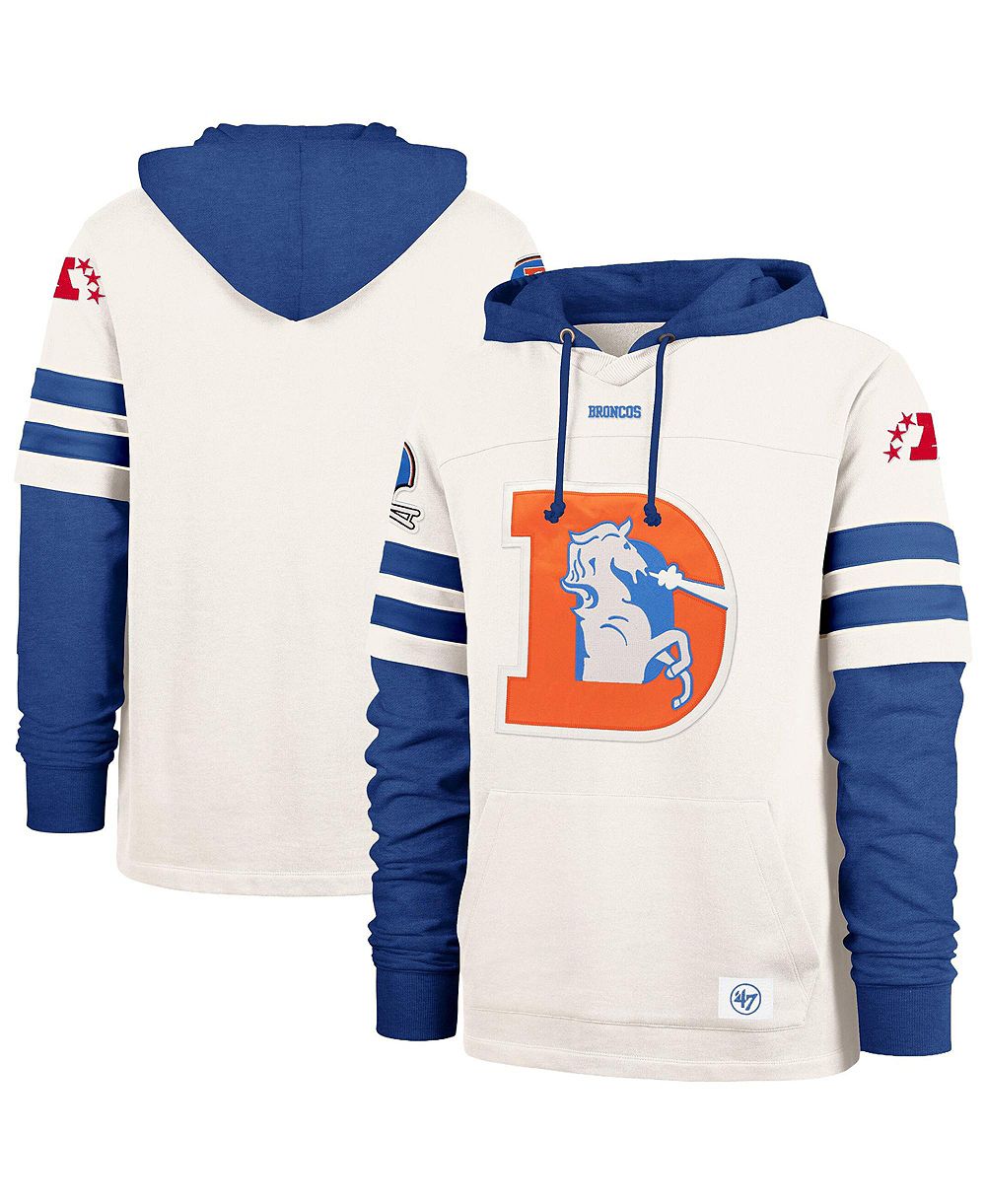 '47 Brand Men's Cream Denver Broncos Split Zone Cornerback Duo Lacer Hoodie