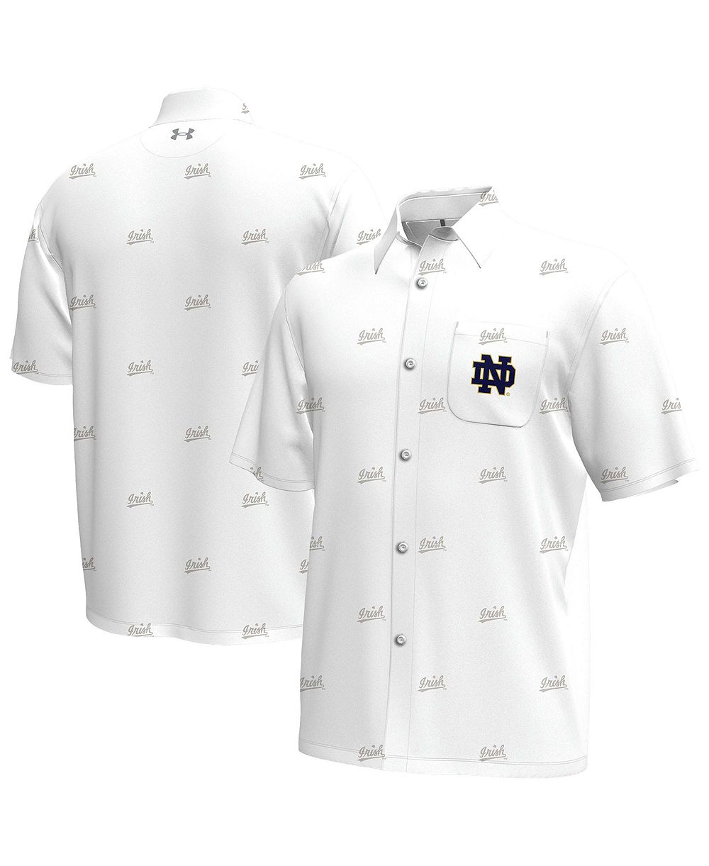 Under Armour Men's White Notre Dame Fighting Irish Gameday Armourfuse Button-Up Shirt
