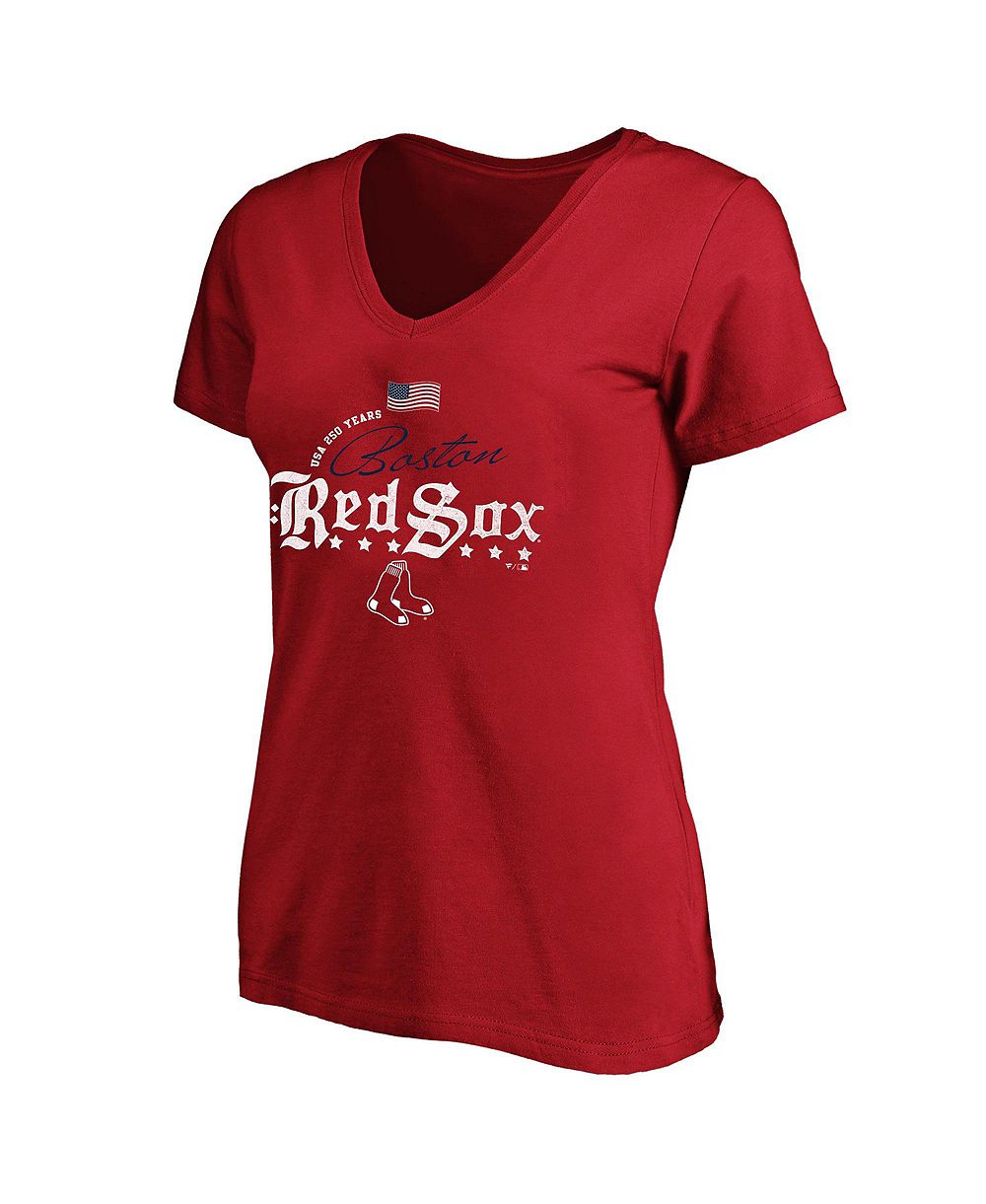 Женская футболка Fanatics Plus Size Boston Red Sox USA 250 Years V-Neck Short-Sleeve