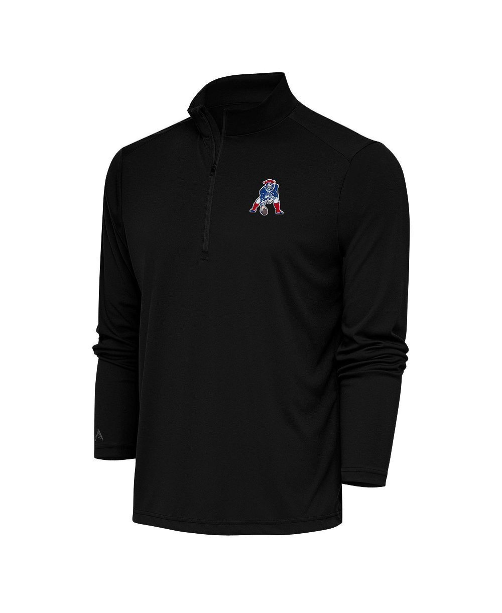 Мужская черная толстовка Antigua New England Patriots Team Logo Throwback Tribute Quarter-Zip Pullover