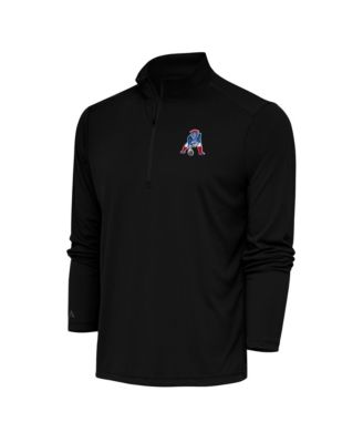 Мужская черная толстовка Antigua New England Patriots Team Logo Throwback Tribute Quarter-Zip Pullover
