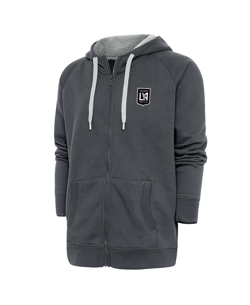 Мужское худи Antigua Charcoal LAFC Brushed Metallic Logo Victory Full-Zip