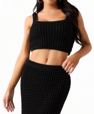 GUESS Женский трикотажный топ-майка Remi Square-Neck из смеси хлопка, без рукавов