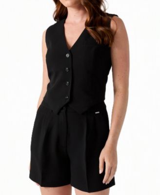 GUESS Женский жилет Theoline Perfect Plunging V-Neck Tailored Button-Front Sleeveless