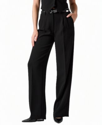 GUESS Women's Theoline Perfect Pant Wide-Leg High-Rise Pants