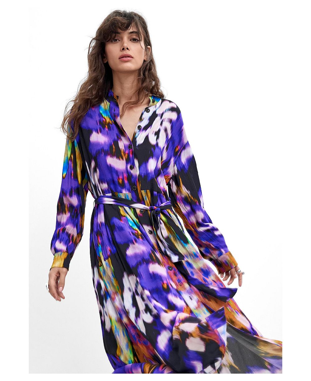 Desigual Women's M. C. Lacroix Midi A-Line Mandarin-Collar Dress