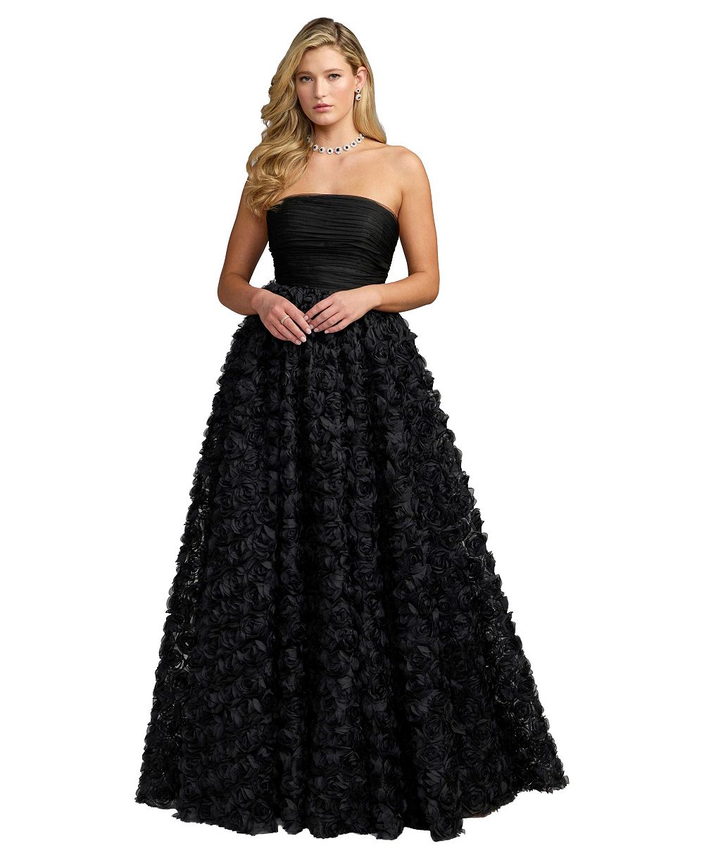 Mac Duggal женское вечернее платье-баллон без бретелек с 3D розетками