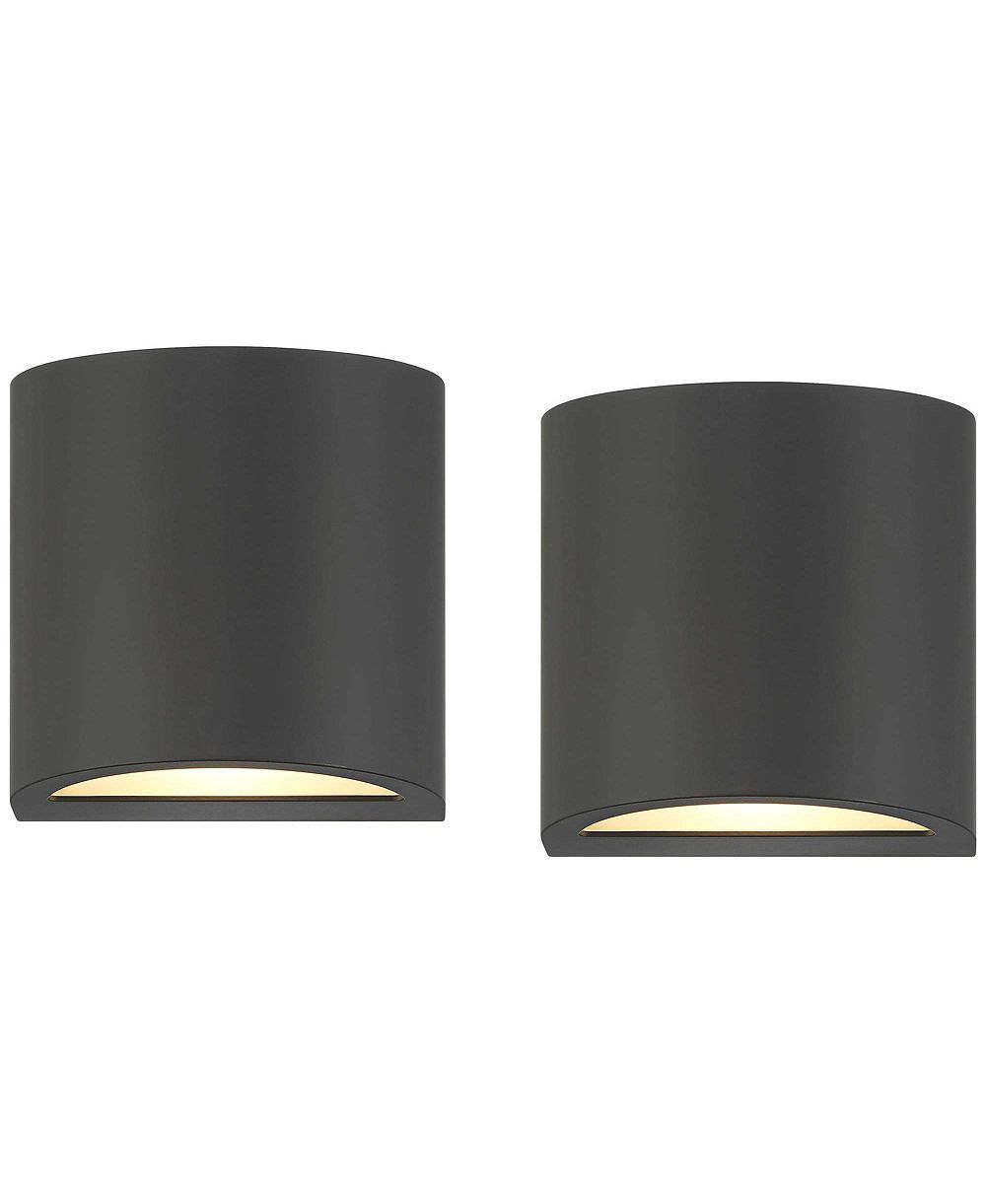 360 Lighting Marisha 4 3/4" High Black LED Outdoor Wall Light Set of 2