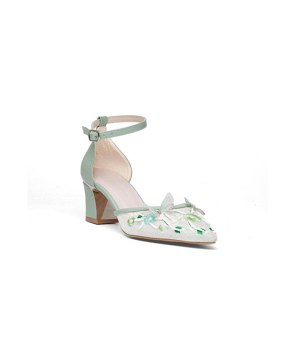 Prologue Shoes Women's Iry Block Heel Bridal Pointed Toe Pump
