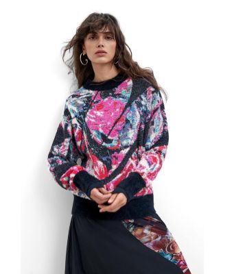 Desigual женский оверсайз пуловер с цветочным принтом и крупной вязкой M. C. Lacroix