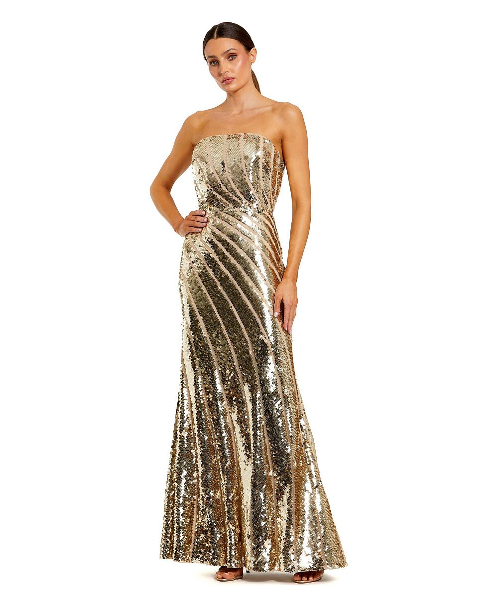 Mac Duggal женское вечернее платье без бретелек, пайетки, силуэт русалки