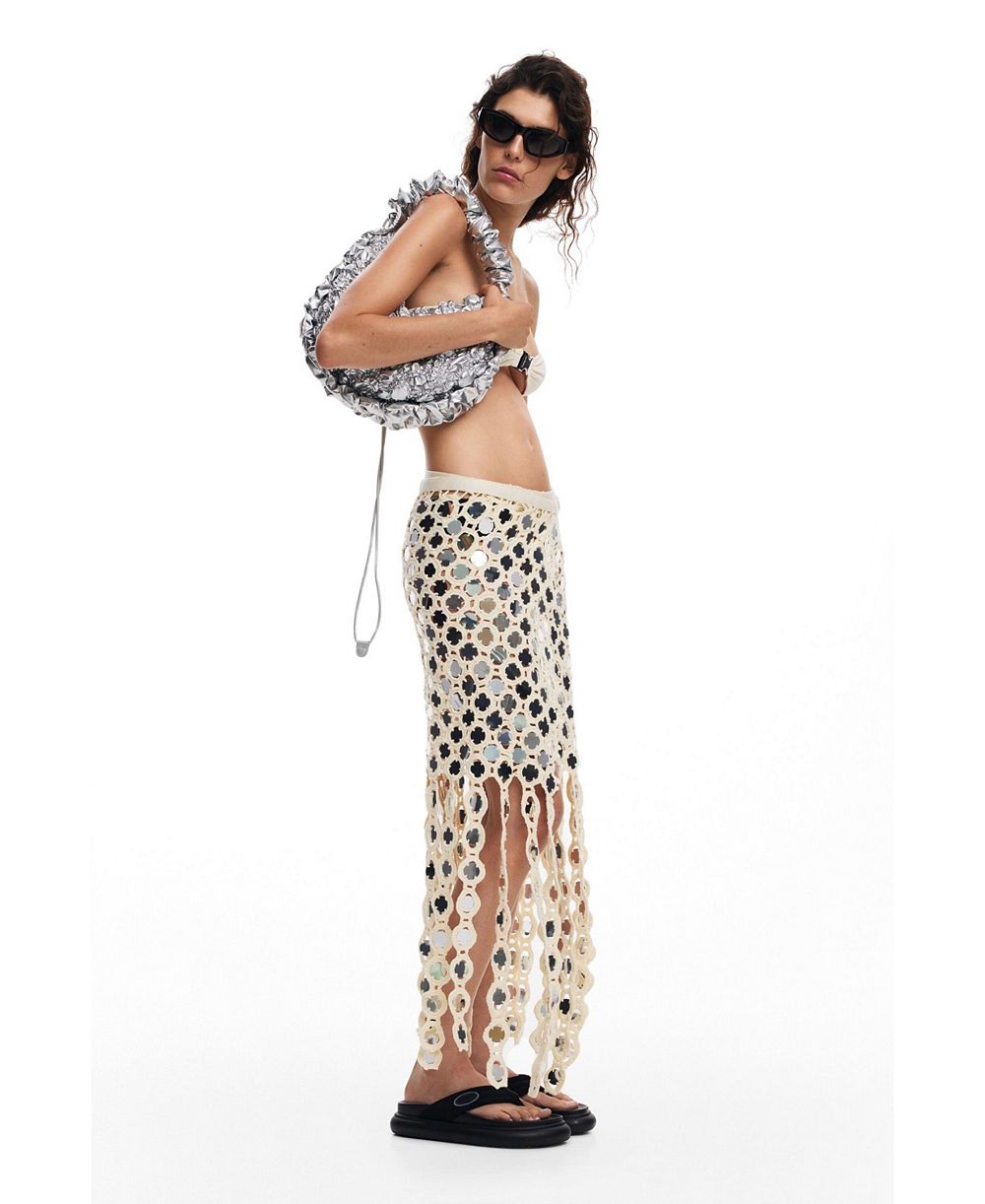 Desigual Women's Crochet Wrap Midi Skirt