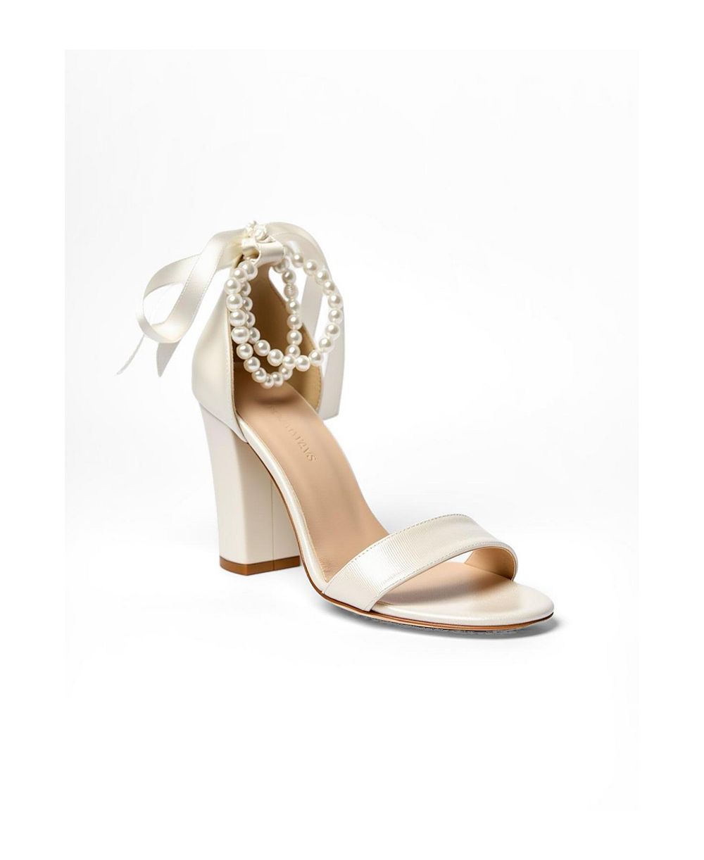 Forever and Always Shoes Women's Caelis Pearl Ankle Strap Block Heel Sandal