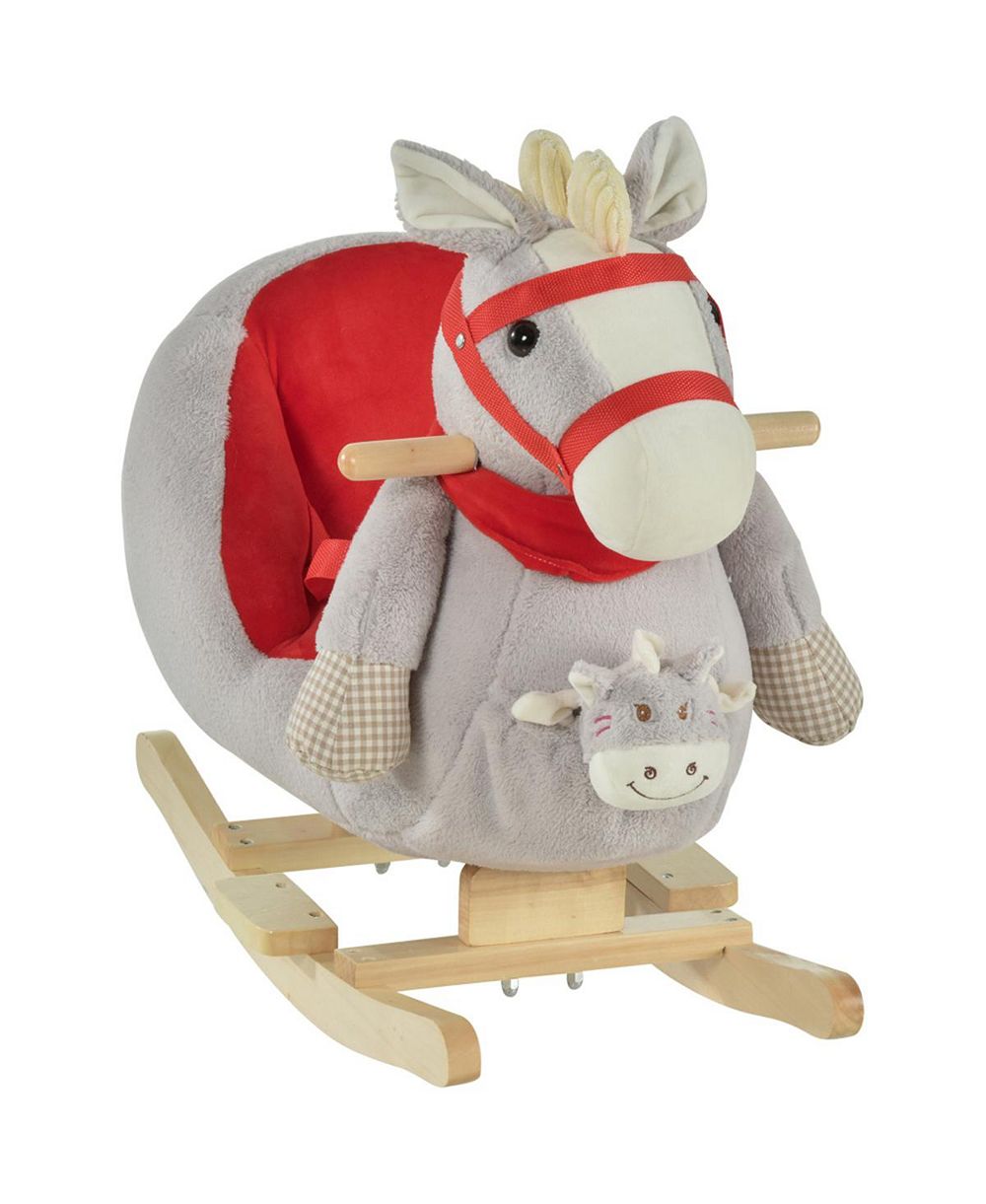 Качалка YOBTOP Rocking Horse Plush Fabric Lullaby Ride-On с куклой-перчаткой, возраст 1+