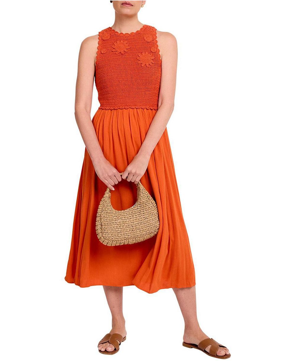 Женское миди-платье Mint Velvet Women's Crochet Bodice A-Line Midi Dress