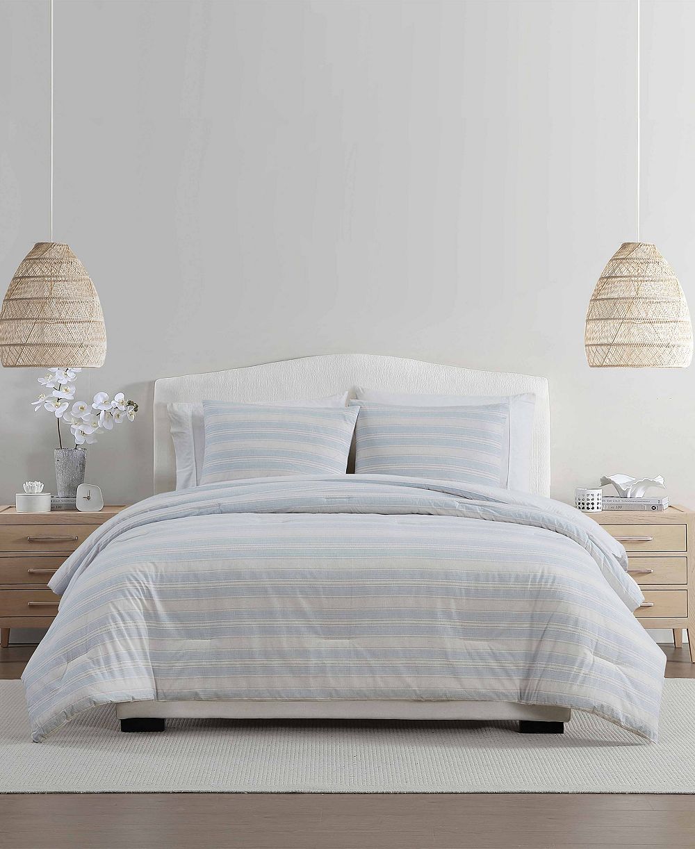 Palm Aire Comforter Set Bay Textured Stripe, 3 предмета, Queen