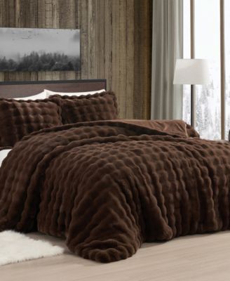 Alpine Cabin Bubble Faux Fur 3-Piece Comforter Set, King