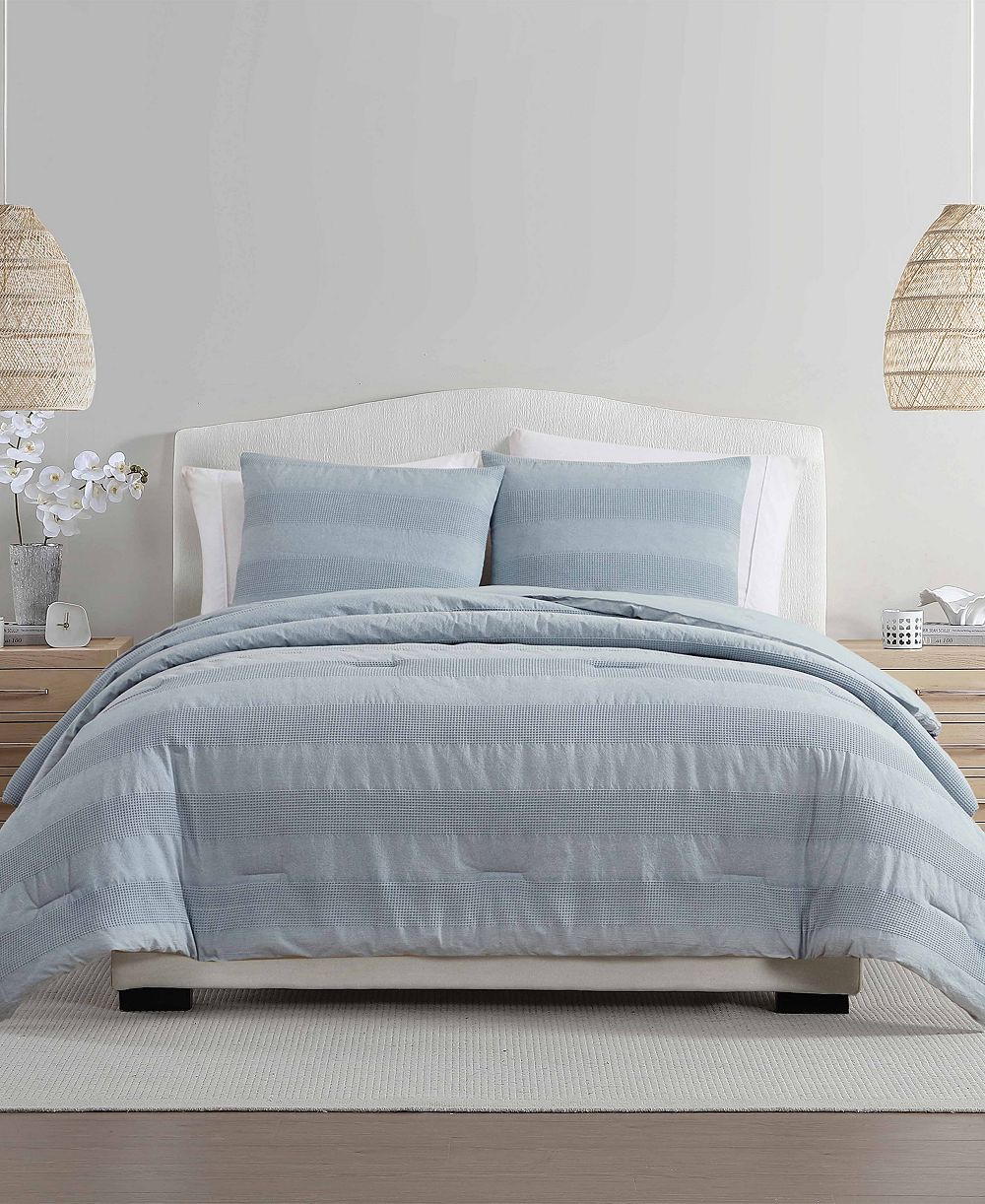 Palm Aire Harbor Waffle Stripe 3-Piece Comforter Set, King
