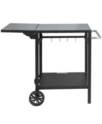 VEVOR Outdoor Grill Dining Cart Double-Shelf BBQ Movable Food Prep Trolley Patio