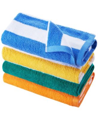 Slickblue 4 Pack Oversized Beach Towels, Cabana Stripe Cotton Pool Towels for Swimming and Vacation-Multi Color
