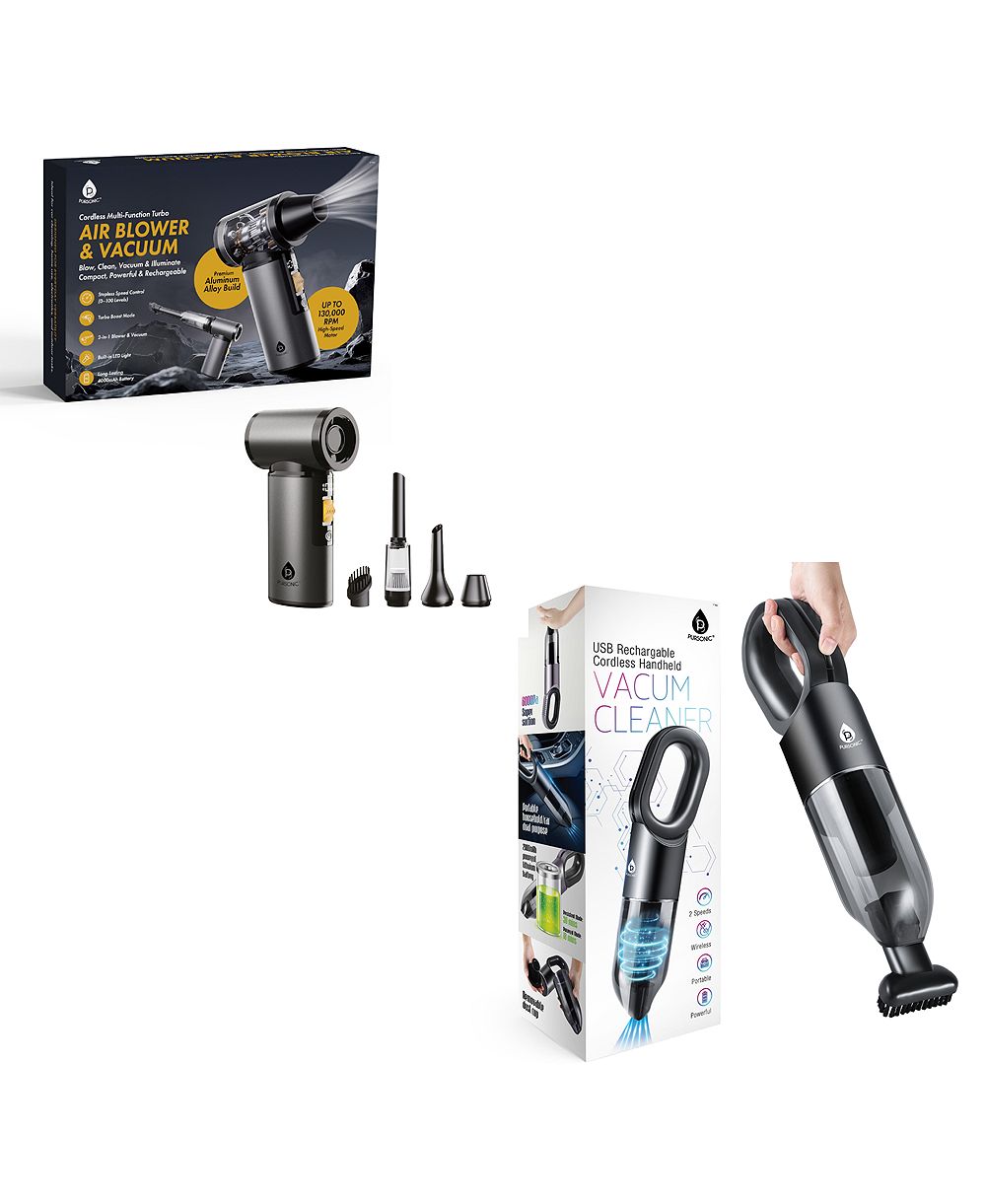 PURSONIC Ultimate Cleaning Bundle 3-in-1 Turbo Air Duster and Cordless Handheld Vacuum