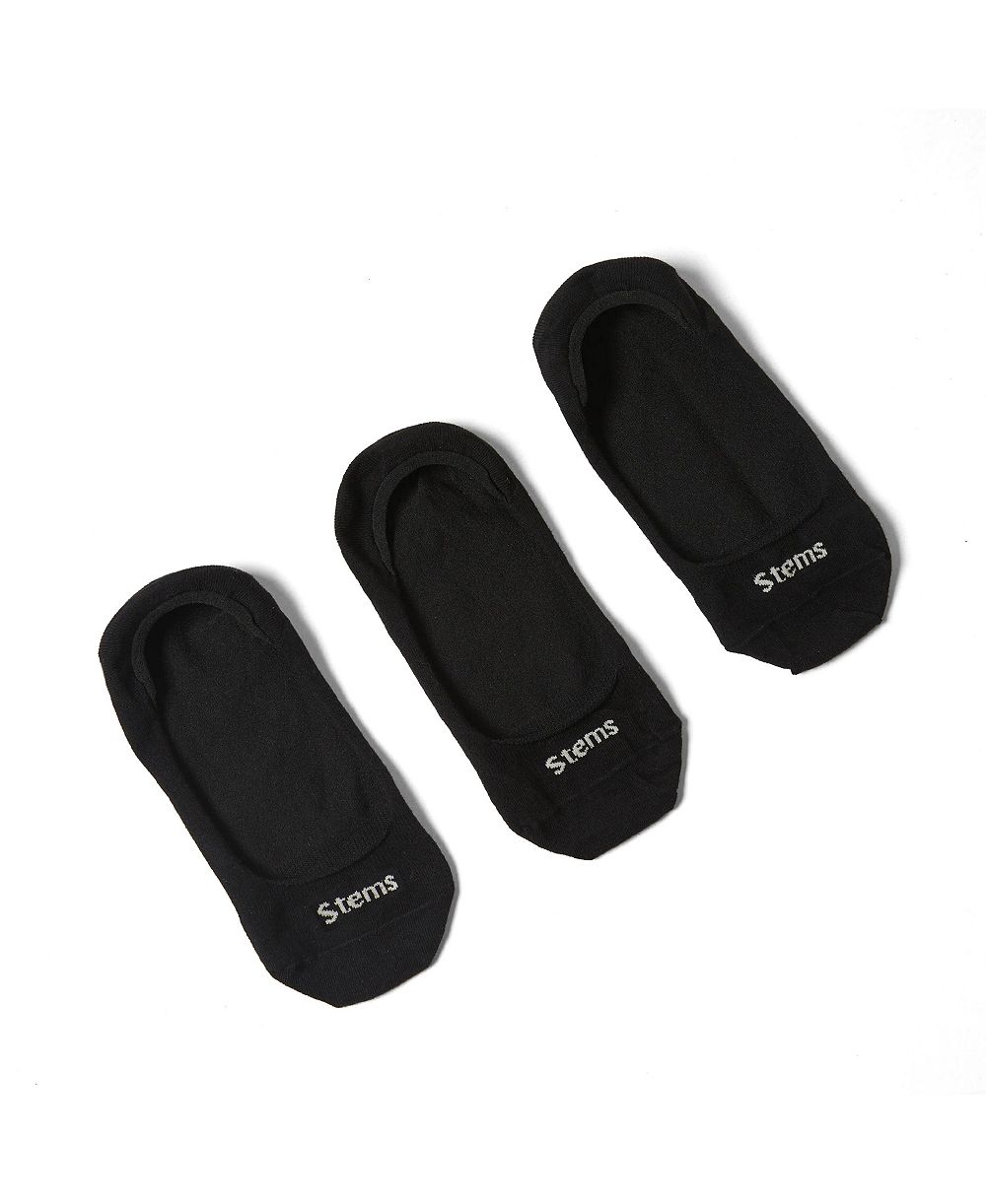 Stems Women's Invisible Step No-Show Silicone Heel Grip Socks, 3-Pack