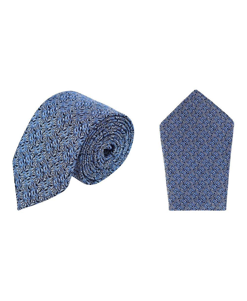 TRAFALGAR мужской шелковый галстук Benito's Blue Basketweave и набор платков