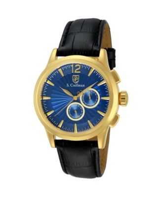 Мужские хронограф часы Invicta S.Coifman SC0264 с кожаным ремешком 43mm