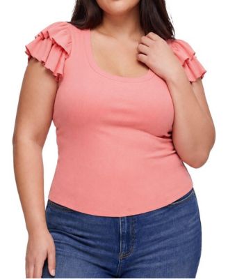 Torrid Plus Size Belle Isle Ribbed Ruffle-Sleeve Top