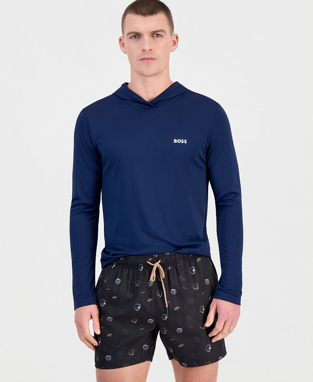 Мужские плавки Hugo Boss с полным принтом солнечной рыбы, длина шва 5"
