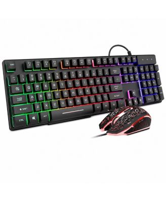 Lofree Wired Mechanical-Feel LED Backlit Keyboard and Mouse Combo for Windows PCs