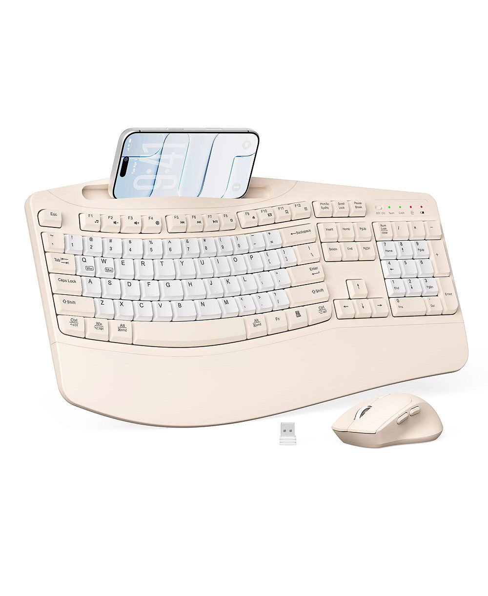 Lofree 2.4G Wireless Ergonomic Keyboard and Mouse Combo with Wrist Rest