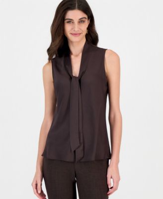 Kasper Women's Tie Front Sleeveless Blouse