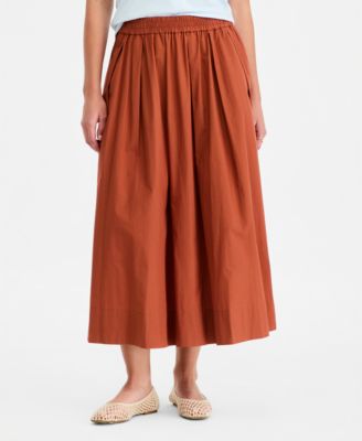 On 34th Women's Pull-On Cotton Poplin Midi Skirt, Macy's Exclusive