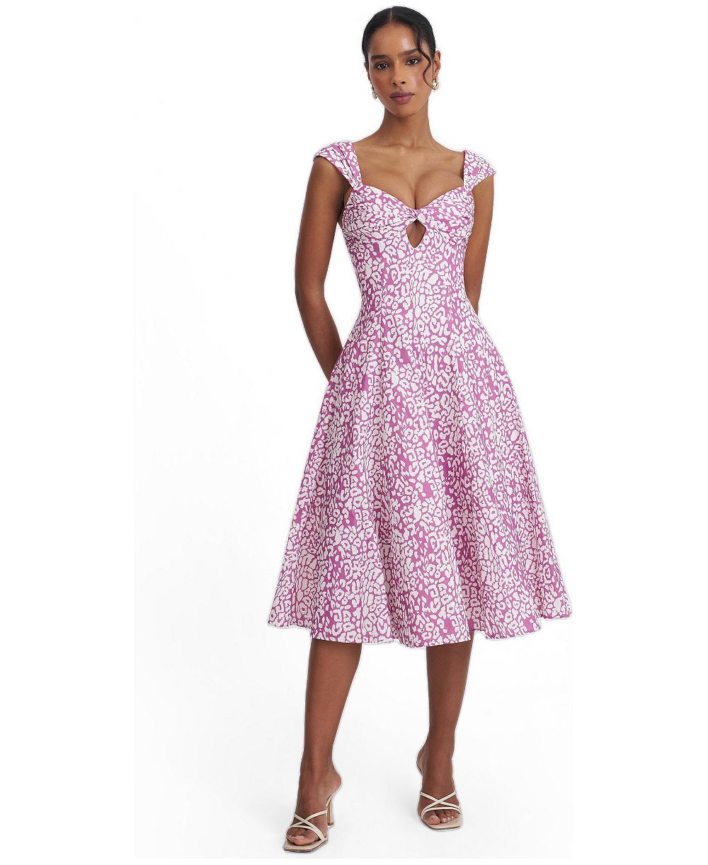 Женское миди-платье Miss Circle Wynonna Mauve Cheetah Linen с прорезью