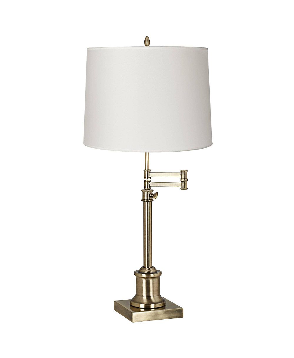 Настольная лампа 360 Lighting Swing Arm с абажуром Antique Brass White