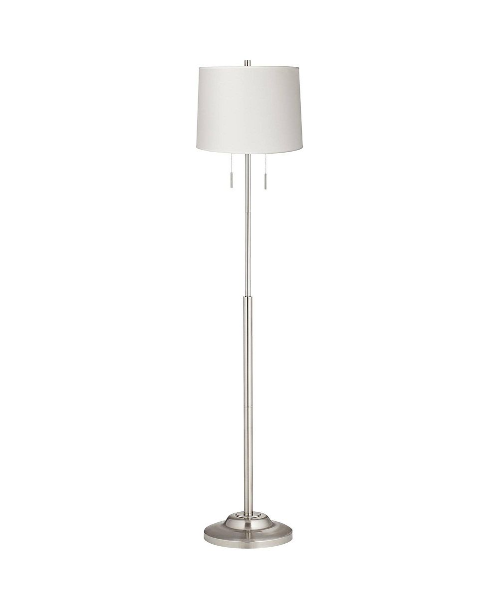 Напольный торшер 360 Lighting Abba Modern, серебристый никель, белый тканевый абажур