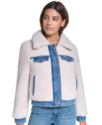 Levi's женская джинсовая куртка с подкладкой из шерпы и стеганым дизайном