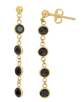 Серьги с круглым ониксом (4 мм) из желтого золота 14 карат EFFY Collection