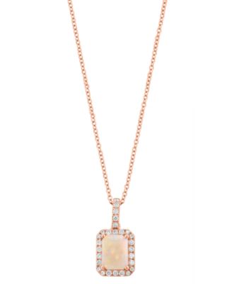 EFFY Collection Diamond (1/4 ct. t.w.) and Opal (7/8 ct. t.w.) Pendant in 14k Rose Gold