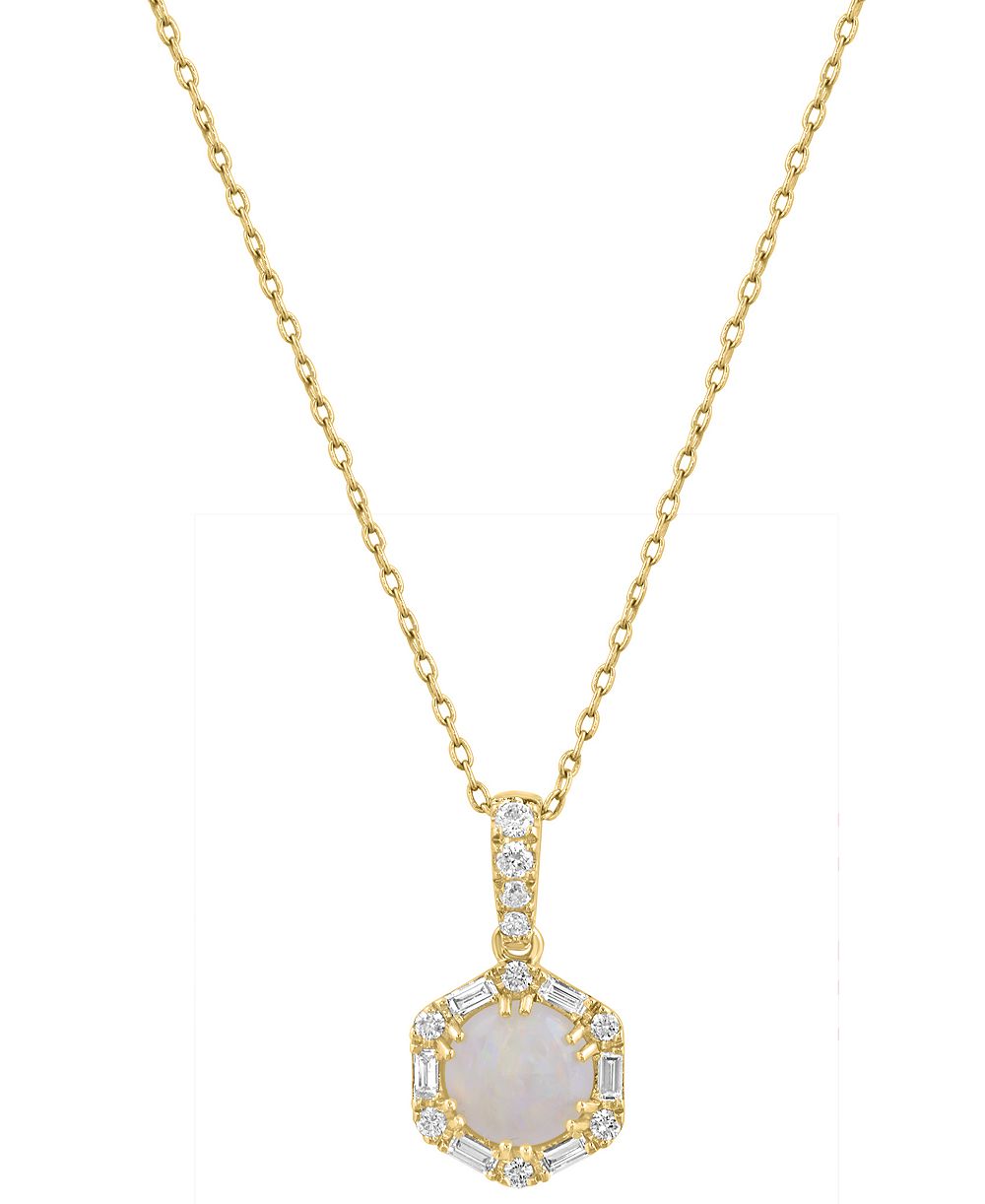 EFFY Collection Diamond and Opal Pendant (1/4 ct. t.w. and 5/8 ct. t.w.) in 14k Yellow Gold