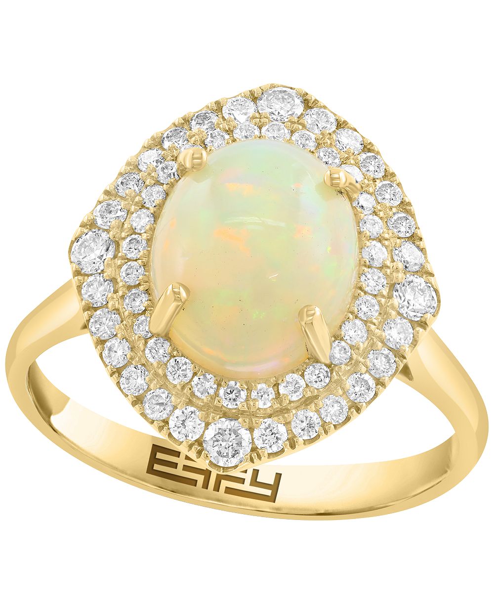 EFFY Collection Diamond and Opal Ring (3/8 ct. t.w. and 1-3/4 ct. t.w.) in 14k Yellow Gold