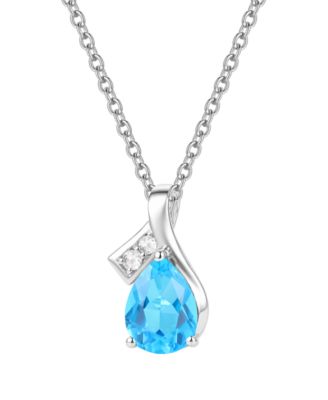 Macy's Gemstone & Diamond Accent Pendant Necklace in 14k White Gold or Gold (Available in Amethyst, Blue Topaz, Citrine, Peridot, Garnet, Sapphire, Emerald, and Ruby)