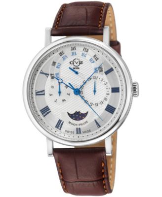 Мужские часы GV2 by Gevril Maestro Swiss Quartz с кожаным ремешком