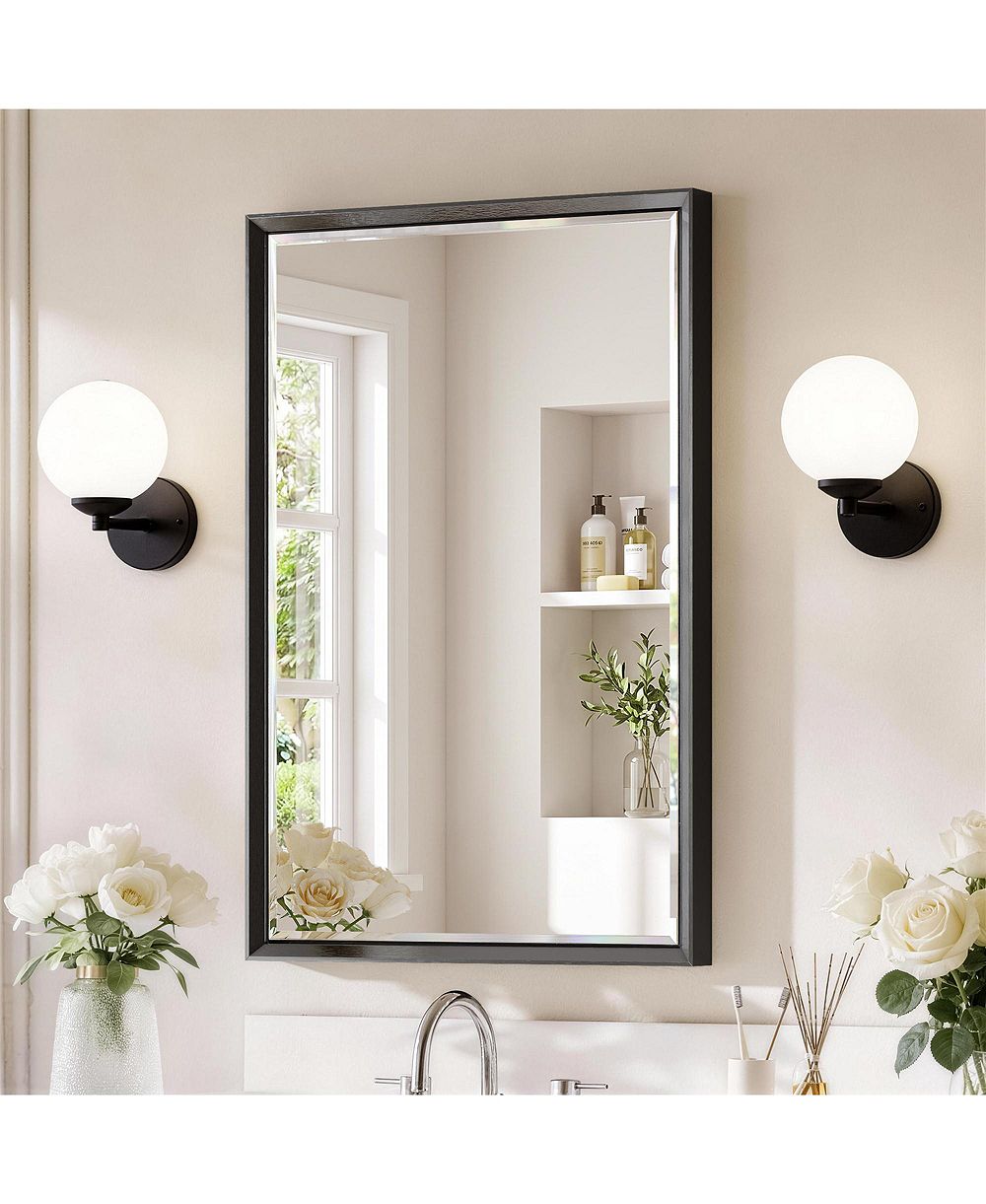 Sonkuki Bathroom Mirror for Over Sink with Anti-Rust Frame, Aluminum Double Beveled Frame and Tempered Glass Wall Mirror for Restroom, Farmhouse