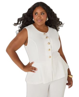 Ashley Stewart Women's Button Peplum Vest